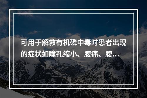 可用于解救有机磷中毒时患者出现的症状如瞳孔缩小、腹痛、腹泻、