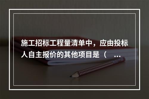 施工招标工程量清单中，应由投标人自主报价的其他项目是（　）。