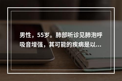 男性，55岁。肺部听诊见肺泡呼吸音增强，其可能的疾病是以下哪