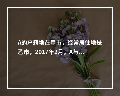 A的户籍地在甲市，经常居住地是乙市，2017年2月，A与B在