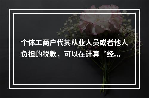 个体工商户代其从业人员或者他人负担的税款，可以在计算“经营所