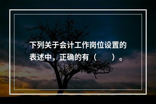 下列关于会计工作岗位设置的表述中，正确的有（　　）。