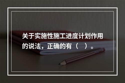 关于实施性施工进度计划作用的说法，正确的有（　）。