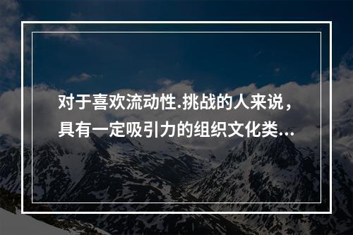 对于喜欢流动性.挑战的人来说，具有一定吸引力的组织文化类型是