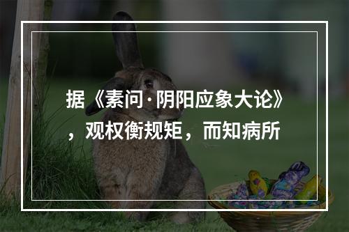 据《素问·阴阳应象大论》，观权衡规矩，而知病所