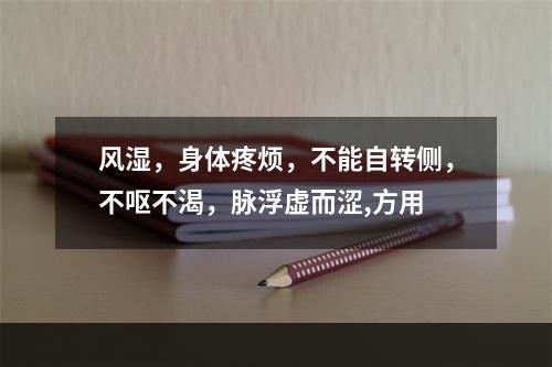 风湿，身体疼烦，不能自转侧，不呕不渴，脉浮虚而涩,方用