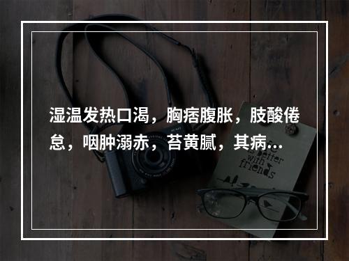 湿温发热口渴，胸痞腹胀，肢酸倦怠，咽肿溺赤，苔黄腻，其病机为