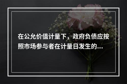 在公允价值计量下，政府负债应按照市场参与者在计量日发生的有序