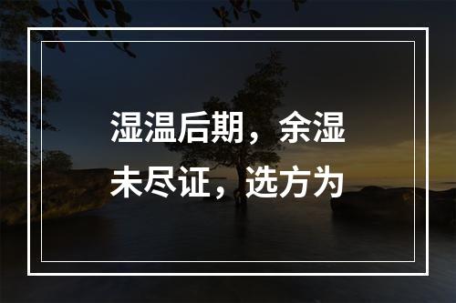 湿温后期，余湿未尽证，选方为