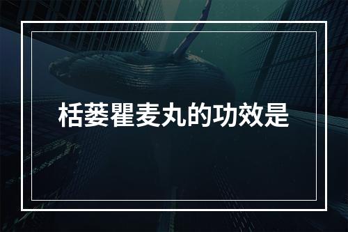 栝蒌瞿麦丸的功效是