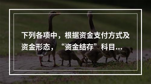 下列各项中，根据资金支付方式及资金形态，“资金结存”科目应设