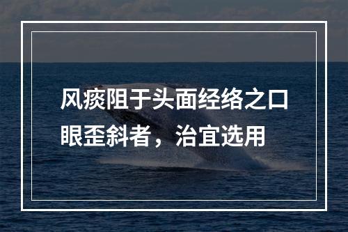 风痰阻于头面经络之口眼歪斜者，治宜选用