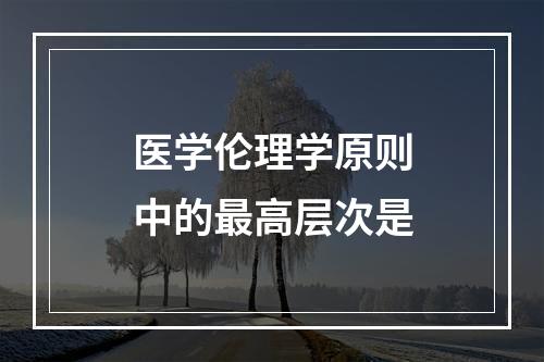 医学伦理学原则中的最高层次是