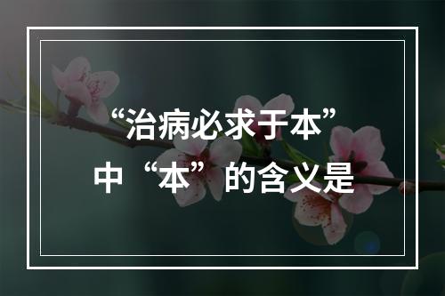 “治病必求于本”中“本”的含义是