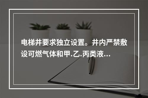 电梯井要求独立设置。井内严禁敷设可燃气体和甲.乙.丙类液体管