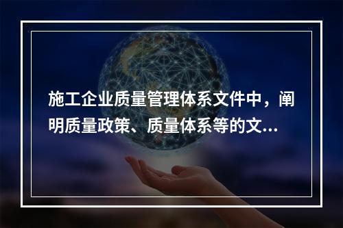 施工企业质量管理体系文件中，阐明质量政策、质量体系等的文件是