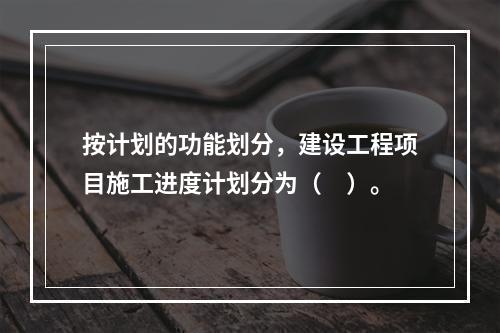 按计划的功能划分，建设工程项目施工进度计划分为（　）。