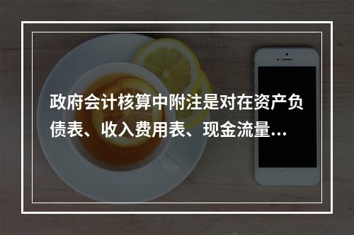 政府会计核算中附注是对在资产负债表、收入费用表、现金流量表等