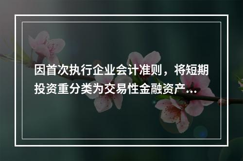 因首次执行企业会计准则，将短期投资重分类为交易性金融资产，其