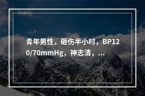 青年男性，砸伤半小时，BP120/70mmHg，神志清，不能