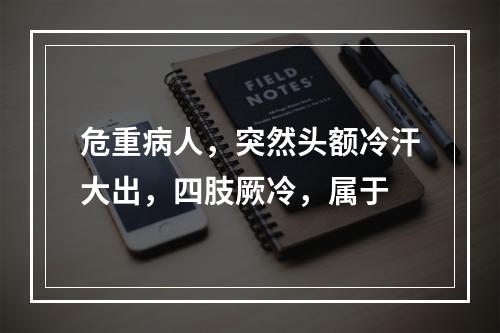 危重病人，突然头额冷汗大出，四肢厥冷，属于