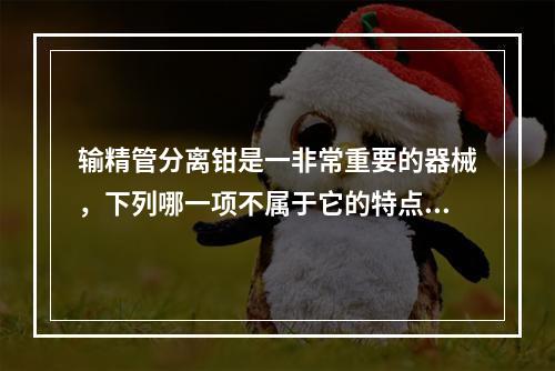 输精管分离钳是一非常重要的器械，下列哪一项不属于它的特点？（