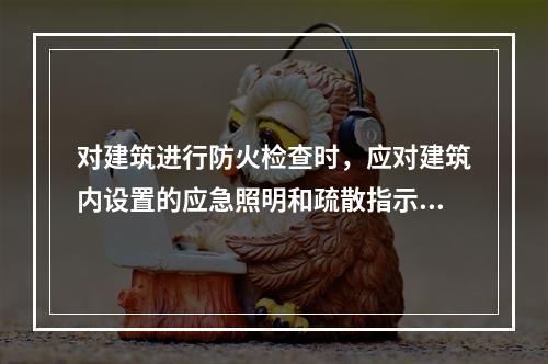 对建筑进行防火检查时，应对建筑内设置的应急照明和疏散指示标志