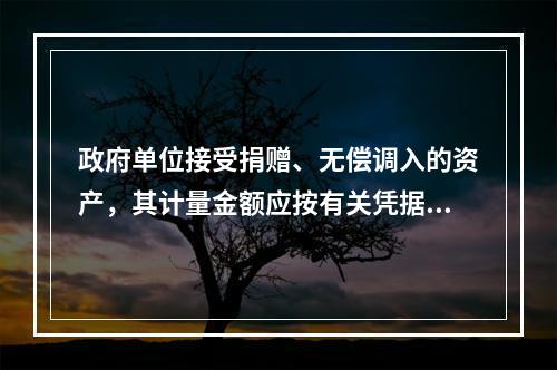 政府单位接受捐赠、无偿调入的资产，其计量金额应按有关凭据注明