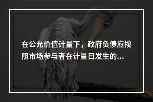 在公允价值计量下，政府负债应按照市场参与者在计量日发生的有序