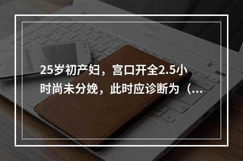 25岁初产妇，宫口开全2.5小时尚未分娩，此时应诊断为（　　