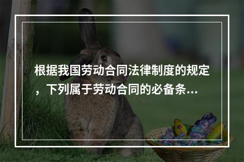 根据我国劳动合同法律制度的规定，下列属于劳动合同的必备条款的