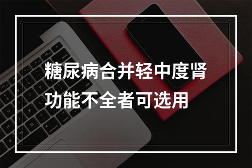 糖尿病合并轻中度肾功能不全者可选用