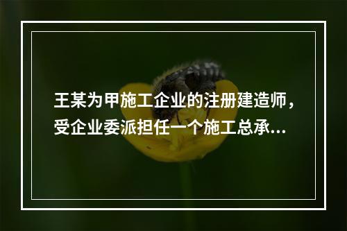 王某为甲施工企业的注册建造师，受企业委派担任一个施工总承包项