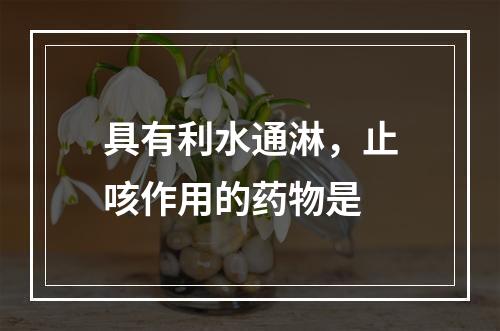 具有利水通淋，止咳作用的药物是