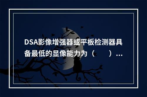 DSA影像增强器或平板检测器具备最低的显像能力为（　　）。