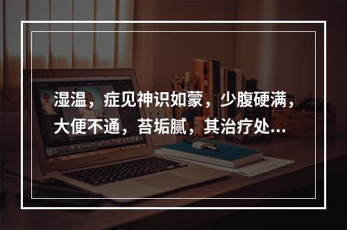 湿温，症见神识如蒙，少腹硬满，大便不通，苔垢腻，其治疗处方是