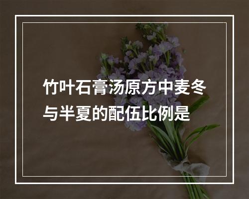 竹叶石膏汤原方中麦冬与半夏的配伍比例是