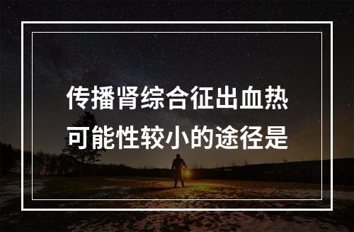 传播肾综合征出血热可能性较小的途径是