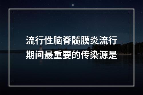 流行性脑脊髓膜炎流行期间最重要的传染源是