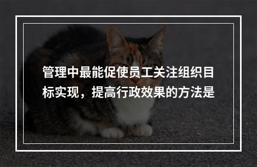 管理中最能促使员工关注组织目标实现，提高行政效果的方法是