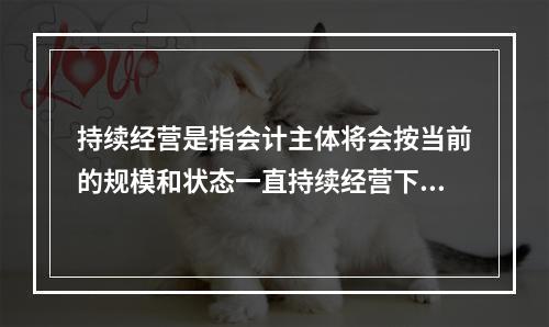 持续经营是指会计主体将会按当前的规模和状态一直持续经营下去，