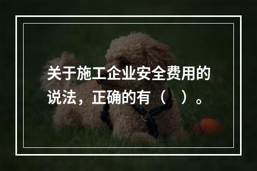 关于施工企业安全费用的说法，正确的有（　）。