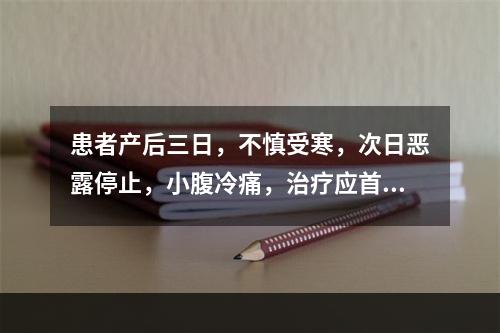 患者产后三日，不慎受寒，次日恶露停止，小腹冷痛，治疗应首选的