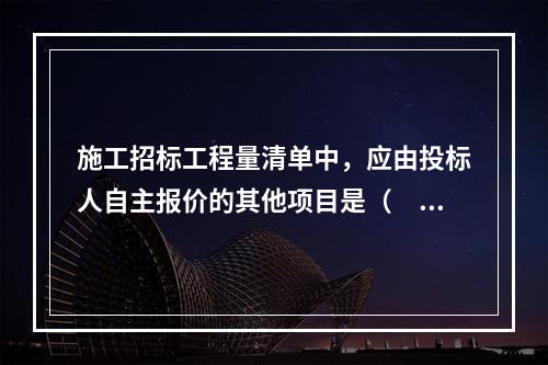 施工招标工程量清单中，应由投标人自主报价的其他项目是（　）。