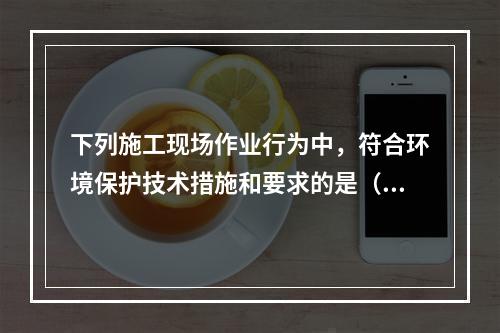 下列施工现场作业行为中，符合环境保护技术措施和要求的是（　