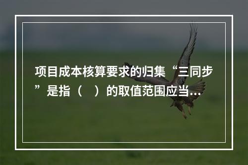 项目成本核算要求的归集“三同步”是指（　）的取值范围应当一致