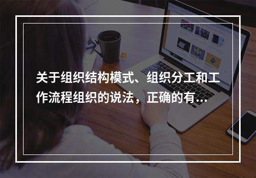 关于组织结构模式、组织分工和工作流程组织的说法，正确的有（　