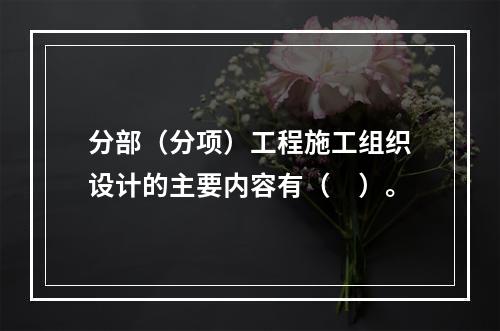 分部（分项）工程施工组织设计的主要内容有（　）。