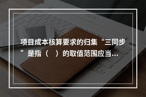 项目成本核算要求的归集“三同步”是指（　）的取值范围应当一致