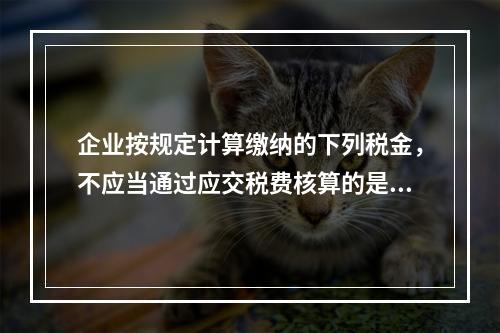 企业按规定计算缴纳的下列税金，不应当通过应交税费核算的是（　